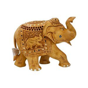 Trunk up Jaali Elephant Handcrafted (8 inch)